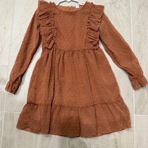 Charming Brown Ruffle Kids Dress